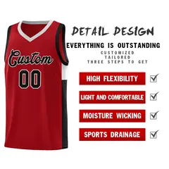 Red Black-Gray Side Two-Tone Classic Basketball Jersey 5