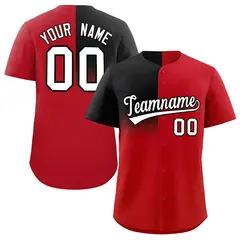 Red Black Half Gradient Authentic Baseball Jersey 1