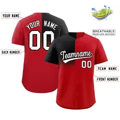 Red Black Half Gradient Authentic Baseball Jersey 2