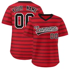 Red Black Horizontal Stripe Pullover Baseball Jersey 1