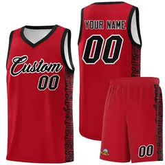 Red Black Indians Pattern Basketball Uniform Jersey