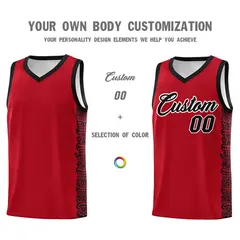 Red Black Indians Pattern Basketball Uniform Jersey 3