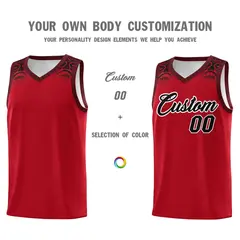 Red Black Indians Print Basketball Uniform Jersey 3