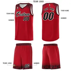 Red Black Indians Print Basketball Uniform Jersey 5