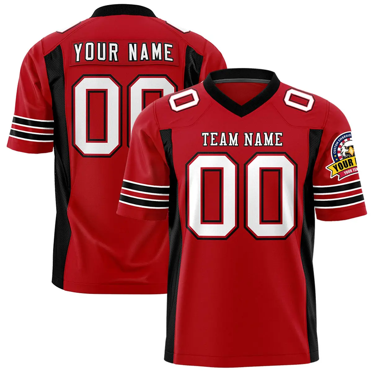 Red Black Insert Color Design Authentic Football Jersey