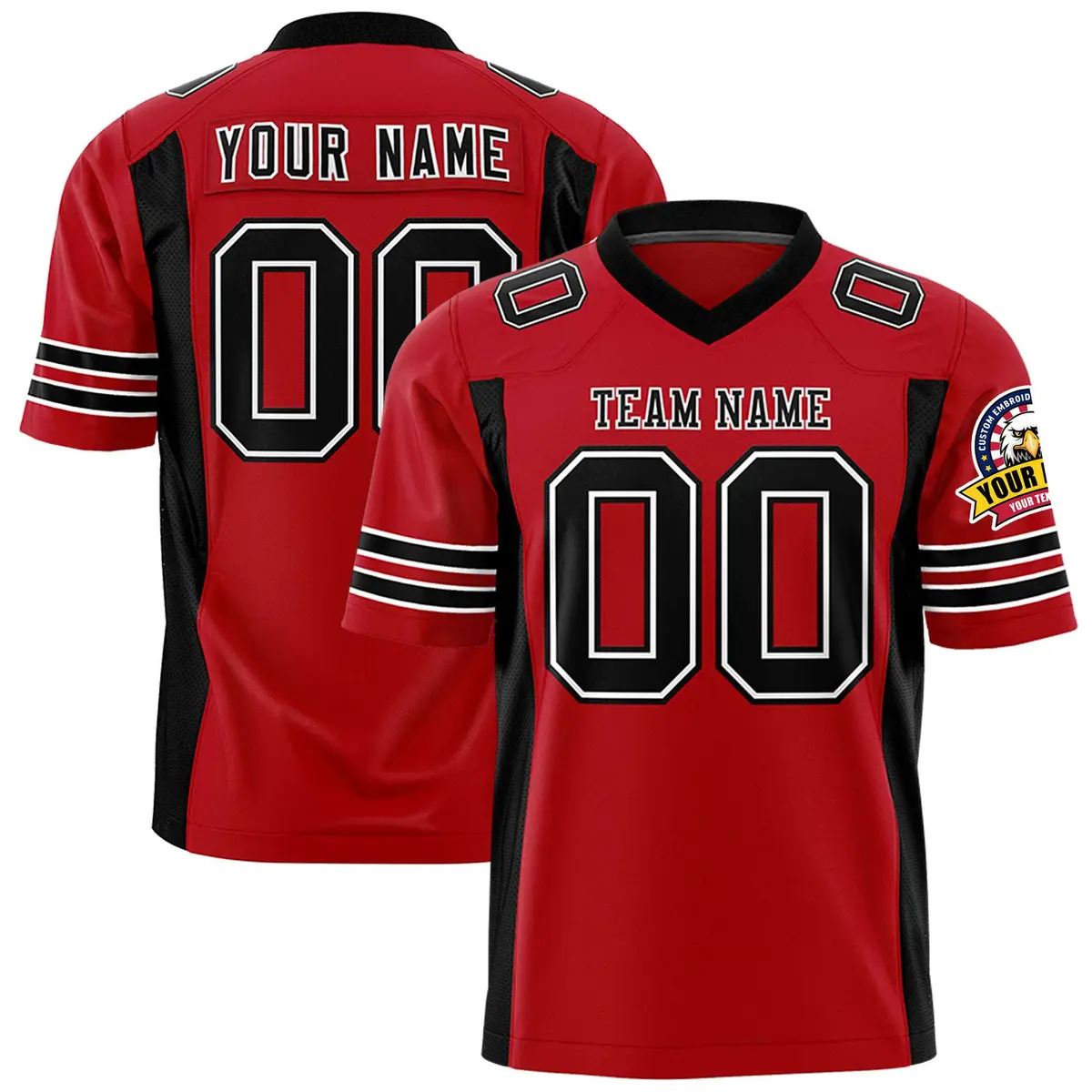Red Black Insert Color Design Authentic Football Jersey