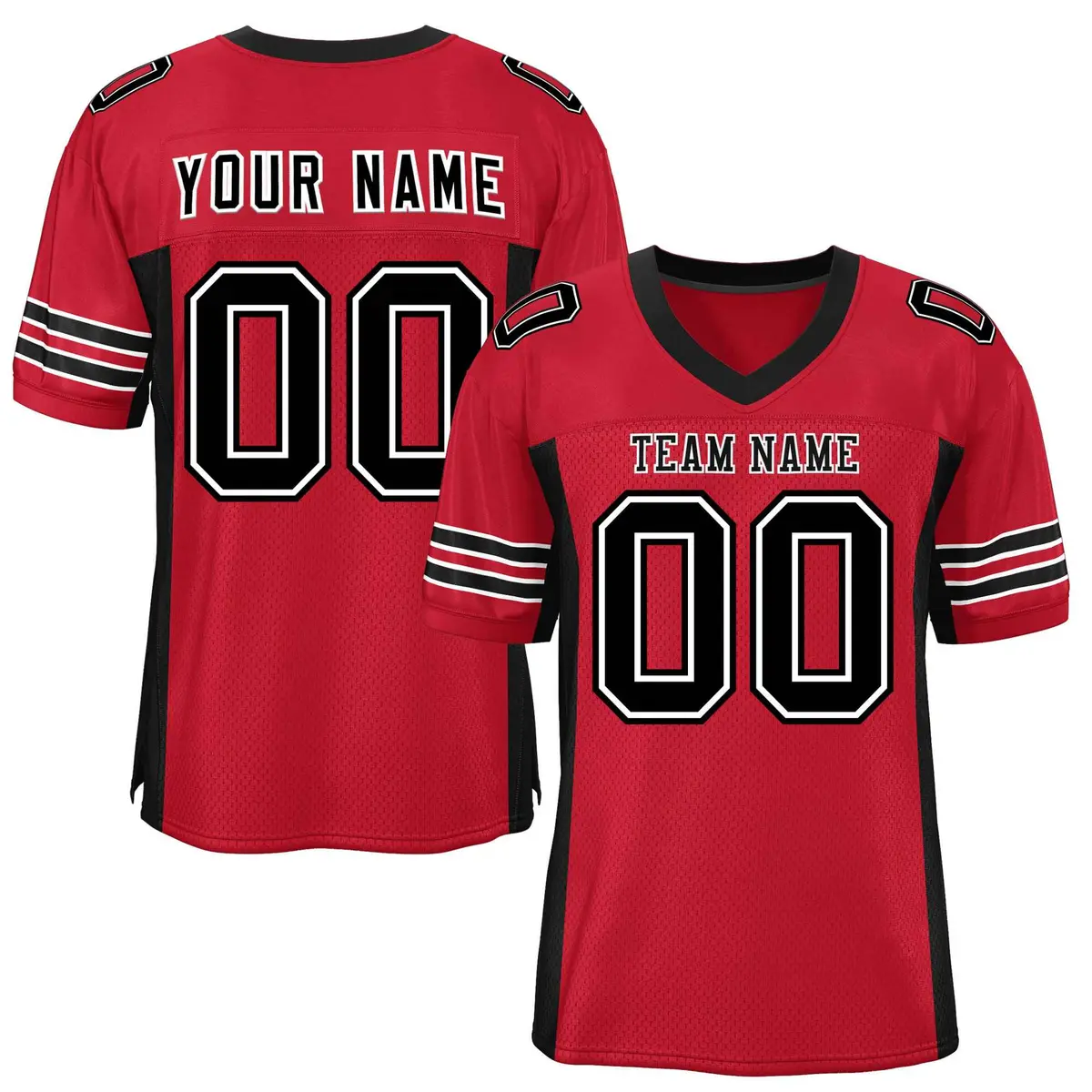 Red Black Insert Color Design Mesh Authentic Football Jersey