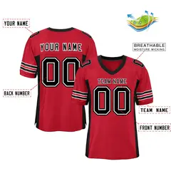 Red Black Insert Color Design Mesh Authentic Football Jersey 2