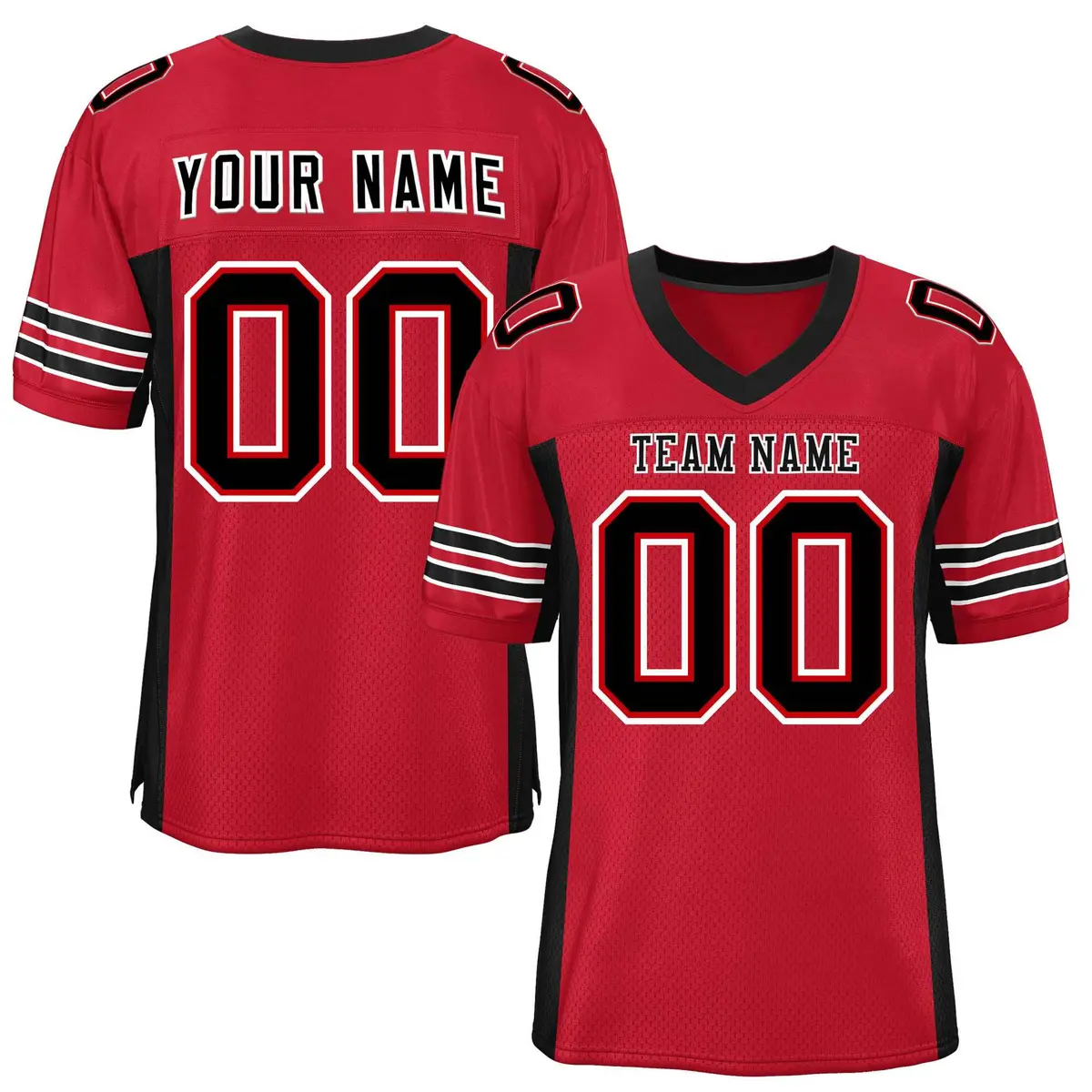 Red Black Insert Color Design Mesh Authentic Football Jersey