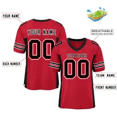 Red Black Insert Color Design Mesh Authentic Football Jersey 2