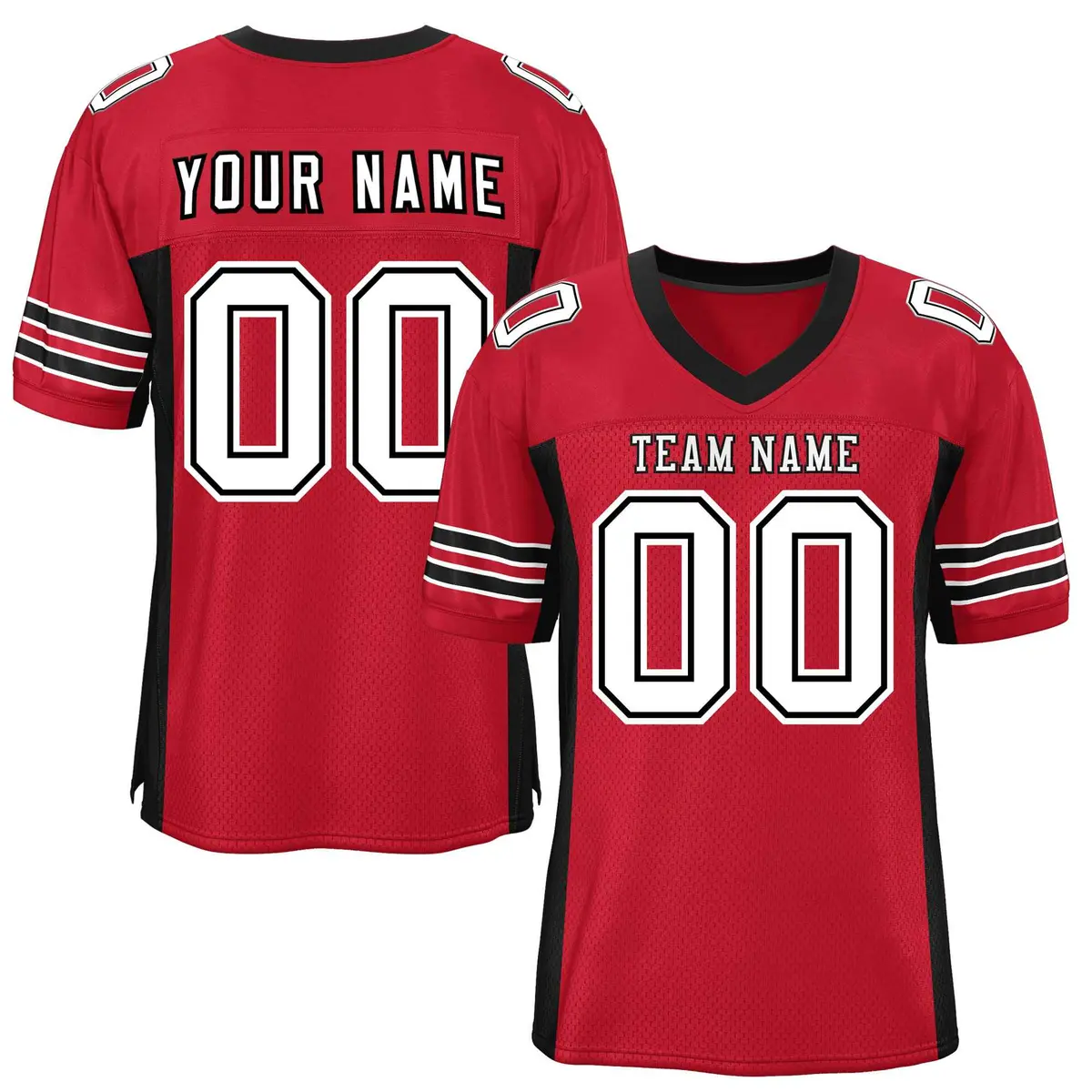 Red Black Insert Color Design Mesh Authentic Football Jersey