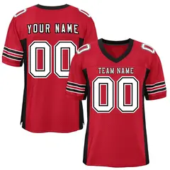 Red Black Insert Color Design Mesh Authentic Football Jersey 1