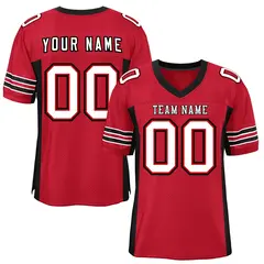 Red Black Insert Color Design Mesh Authentic Football Jersey 1