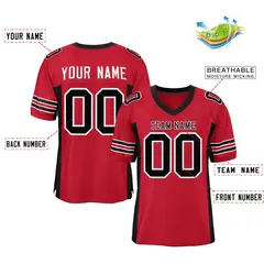 Red Black Insert Color Design Mesh Authentic Football Jersey 2