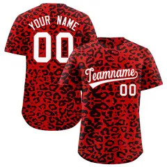 Red Black Leopard Print Baseball Jersey 1