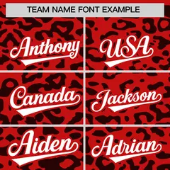 Red Black Leopard Print Baseball Jersey 3