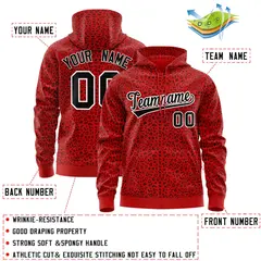 Red Black Leopard Print Varsity Full-Zip Letterman Jacket Hoodie 4
