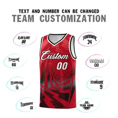 Red Black Lightning Halftone Dot Basketball Jersey 4