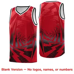 Red Black Lightning Halftone Dot Basketball Jersey 6
