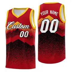 Red Black Mountain Fade Gradient Fashion Basketball Jersey 1