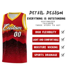 Red Black Mountain Fade Gradient Fashion Basketball Jersey 2