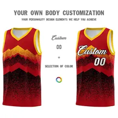 Red Black Mountain Fade Gradient Fashion Basketball Jersey 3