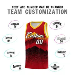 Red Black Mountain Fade Gradient Fashion Basketball Jersey 4