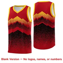 Red Black Mountain Fade Gradient Fashion Basketball Jersey 6