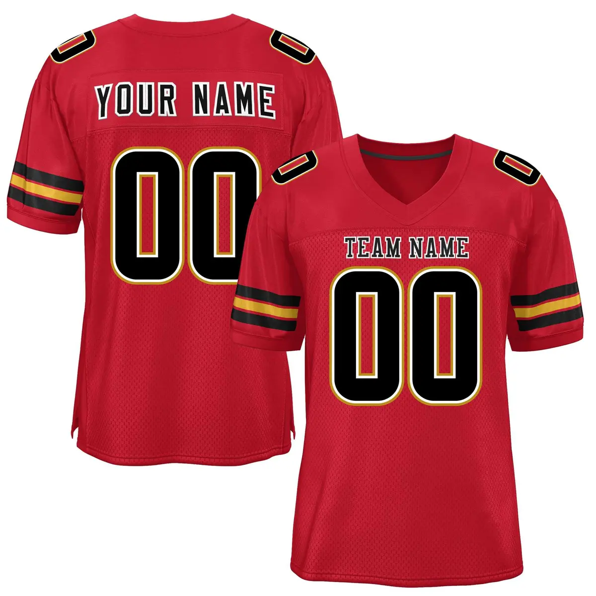 Red Black-Old Gold Classic Mesh Authentic Football Jersey