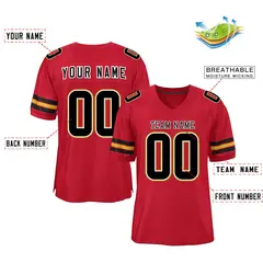 Red Black-Old Gold Classic Mesh Authentic Football Jersey 2