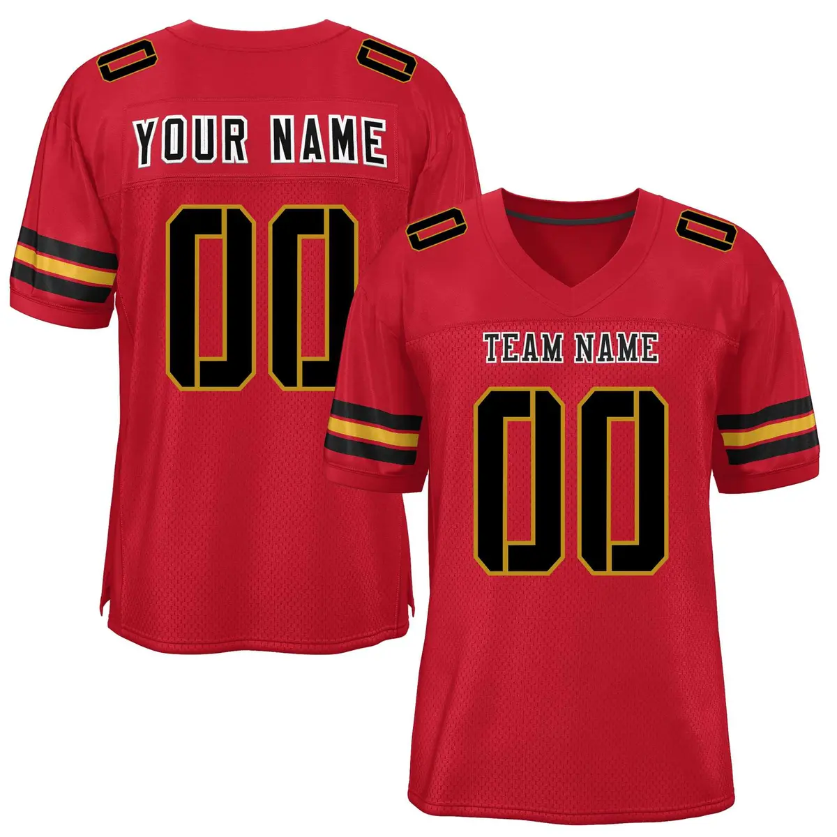 Red Black-Old Gold Classic Mesh Authentic Football Jersey