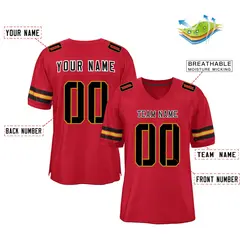 Red Black-Old Gold Classic Mesh Authentic Football Jersey 2