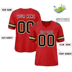 Red Black-Old Gold Classic Mesh Authentic Football Jersey 2