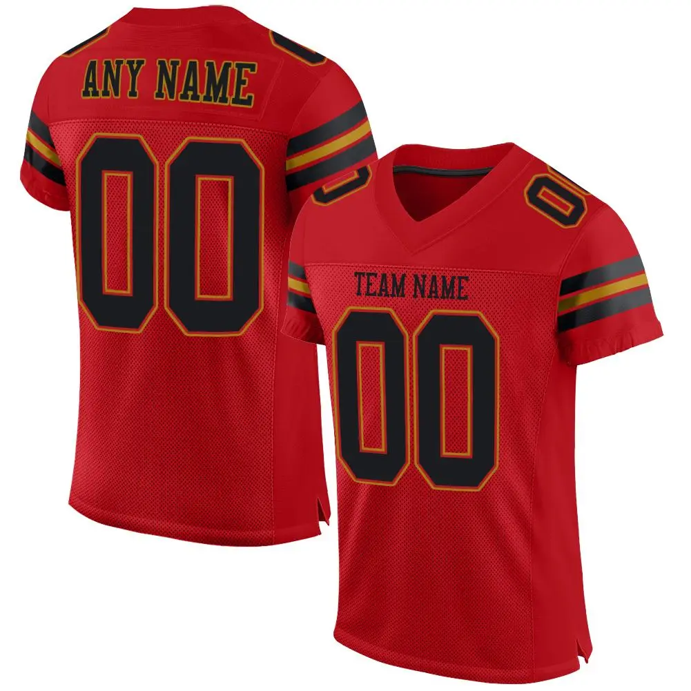 Red Black-Old Gold Classic Mesh Authentic Football Jersey