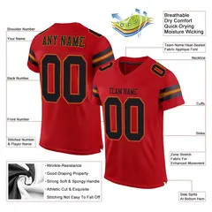 Red Black-Old Gold Classic Mesh Authentic Football Jersey 2