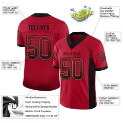 Red Black-Old Gold Drift Fashion Mesh Football Jersey 2