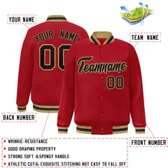 Red Black-Old Gold Full-Snap Varsity Letterman Jacket 2