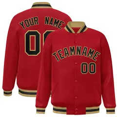 Red Black-Old Gold Full-Snap Varsity Letterman Jacket 1