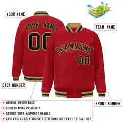 Red Black-Old Gold Full-Snap Varsity Letterman Jacket 2
