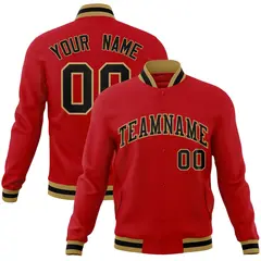 Red Black-Old Gold Full-Snap Varsity Letterman Jacket 1