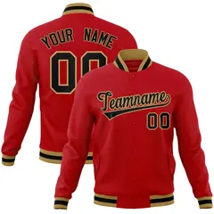Red Black-Old Gold Full-Snap Varsity Letterman Jacket 1