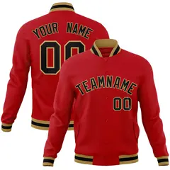 Red Black-Old Gold Full-Snap Varsity Letterman Jacket 1
