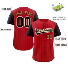 Red Black-Old Gold Stripe Raglan Baseball Jersey 2