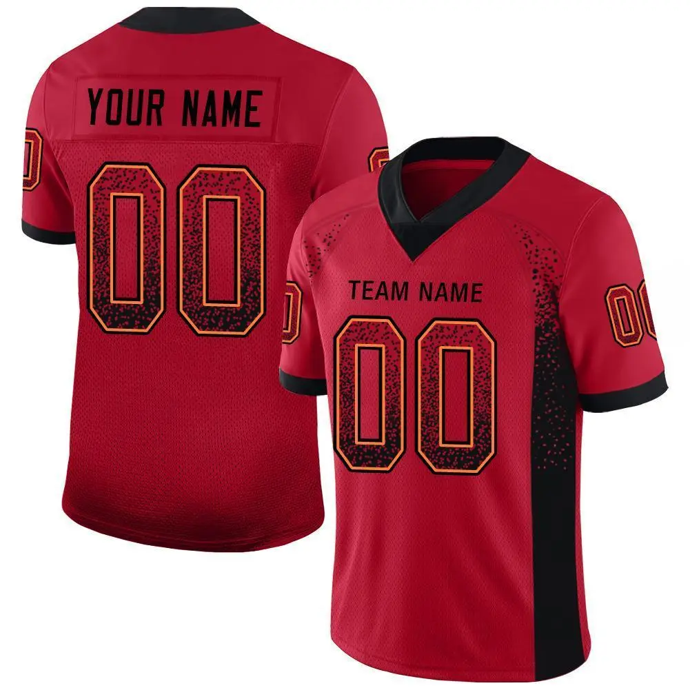 Red Black-Orange Drift Fashion Mesh Football Jersey