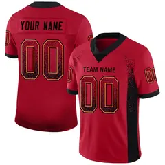 Red Black-Orange Drift Fashion Mesh Football Jersey 1
