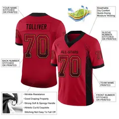 Red Black-Orange Drift Fashion Mesh Football Jersey 2