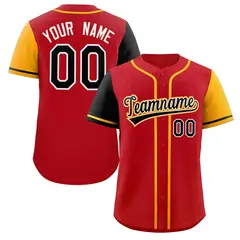 Red Black-Orange Raglan Sleeves Baseball Jersey