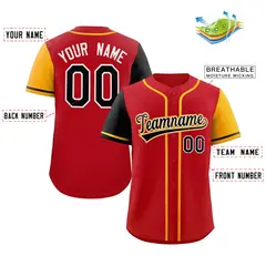 Red Black-Orange Raglan Sleeves Baseball Jersey 2