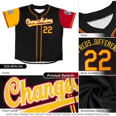 Red Black-Orange Raglan Sleeves Baseball Jersey 4