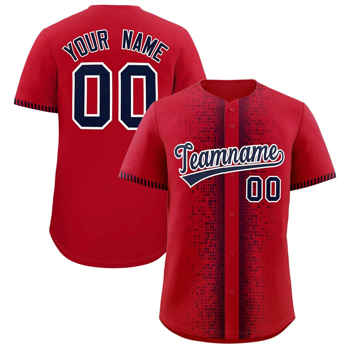Red Black Phonetic Rhythm Authentic Baseball Jersey